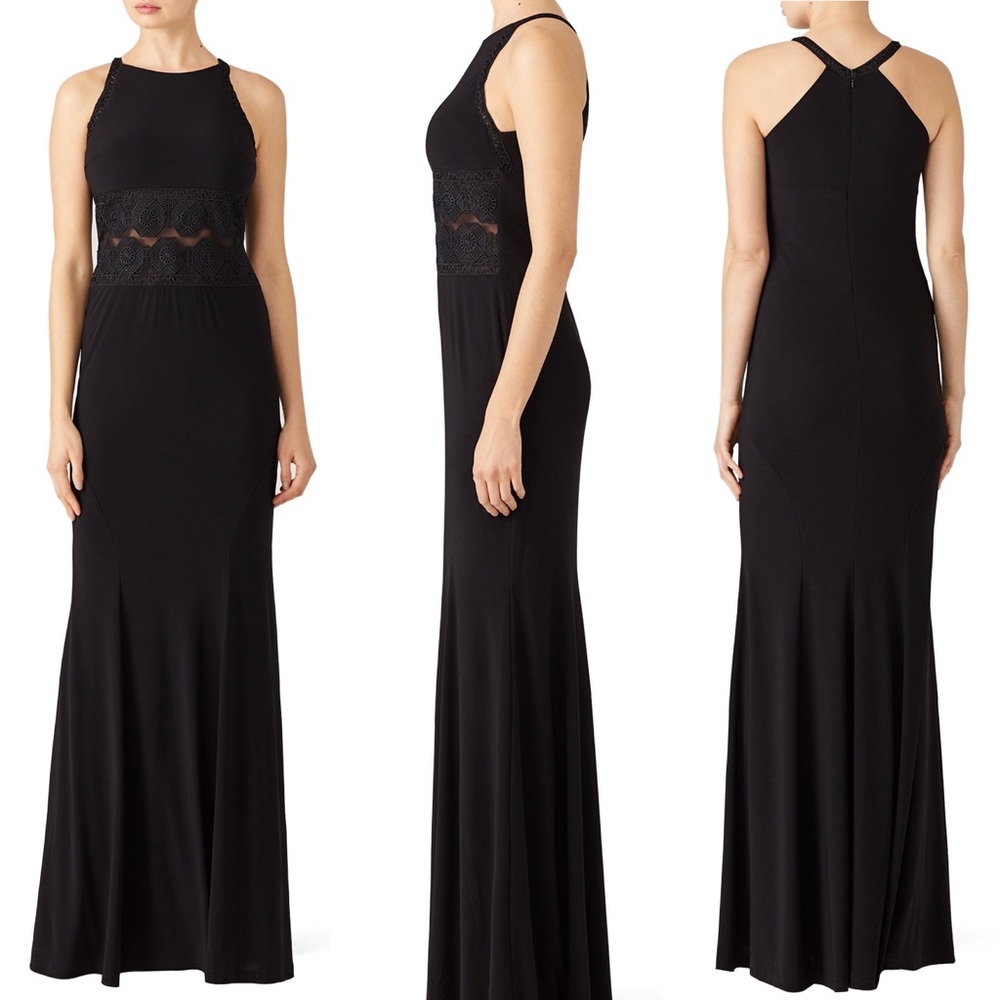 [LM Collection] Mesh Insert Black Gown Dress